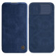 Nillkin Qin Leather Pro Case iPhone 14 Plus Camera Cover Holster Cover Flip Case Blue