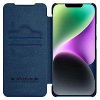Nillkin Qin Leather Pro Case iPhone 14 Plus Camera Cover Holster Cover Flip Case Blue