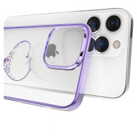 Kingxbar Silicone case with Swarovski crystals Kingxbar Wish Series for iPhone 14 Plus - purple