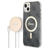 Guess Set Guess GUBPP14SH4EACSK Case+ Charger iPhone 14 6.1" black/black hard case 4G Print MagSafe
