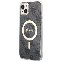 Guess Set Guess GUBPP14SH4EACSK Case+ Charger iPhone 14 6.1" black/black hard case 4G Print MagSafe