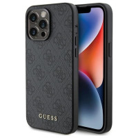 Guess 4G Metal Gold Logo iPhone 15 Pro Case - Gray