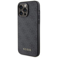 Guess 4G Metal Gold Logo iPhone 15 Pro Case - Gray