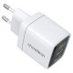 Choetech PD6051 2x USB-C PD 35W GaN wall charger with display - white