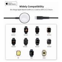 Choetech T319 MFI 5W wireless charger for Apple Watch + USB-C cable - black
