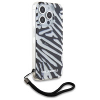 Karl Lagerfeld IML Zebra Pattern & Cord case for iPhone 15 Pro Max - black