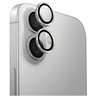 Uniq Optix Aluminum Camera Lens Protector with Applicator for iPhone 16 / iPhone 16 Plus - Silver