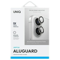 Uniq Optix Aluminum Camera Lens Protector with Applicator for iPhone 16 / iPhone 16 Plus - Silver
