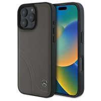 Mercedes MB Curved Stitches Leather iPhone 16 Pro Max Case - Brown