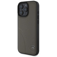 Mercedes MB Curved Stitches Leather iPhone 16 Pro Max Case - Brown