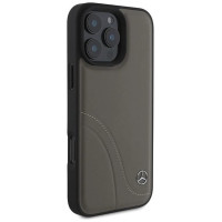 Mercedes MB Curved Stitches Leather iPhone 16 Pro Max Case - Brown