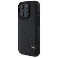Mercedes MB Curved Stitches Leather iPhone 16 Pro Max Case - Black