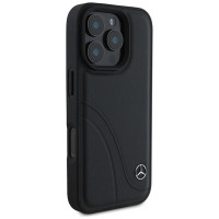 Mercedes MB Curved Stitches Leather iPhone 16 Pro Max Case - Black
