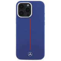 Mercedes Silicone Red Stripe MagSafe Case for iPhone 16 Pro Max - Navy Blue