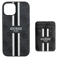 Guess 4G Stripes case with Magsafe wallet for iPhone 15 black