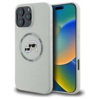 Karl Lagerfeld Silicone Double Heads And Circle MagSafe Case for iPhone 16 Pro Beige