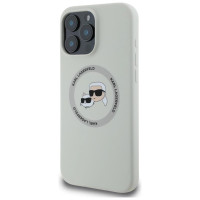 Karl Lagerfeld Silicone Double Heads And Circle MagSafe Case for iPhone 16 Pro Beige