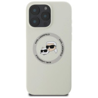 Karl Lagerfeld Silicone Double Heads And Circle MagSafe Case for iPhone 16 Pro Beige