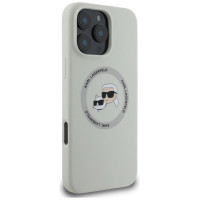 Karl Lagerfeld Silicone Double Heads And Circle MagSafe Case for iPhone 16 Pro Beige