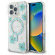 Guess Resin Flowers Glitter MagSafe iPhone 16 Pro Max Case - Clear Green