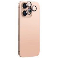 Amazingthing AR Aluminum 3 Lens Glass with Camera Lens Frame for iPhone 16 Pro / 16 Pro Max - Rose Gold
