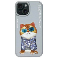 Nimmy Glasses Cool Cat iPhone 15 Case - Gray