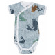 Lodger Romper Empire Fish kokvilnas bodijs ar īsām piedurknēm, Dusty turqoise, 62 cm - RF 081_62