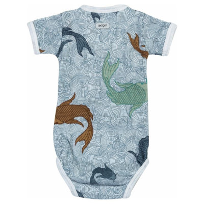 Lodger Romper Empire Fish kokvilnas bodijs ar īsām piedurknēm, Dusty turqoise, 62 cm - RF 081_62