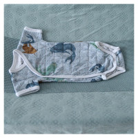 Lodger Romper Empire Fish kokvilnas bodijs ar īsām piedurknēm, Dusty turqoise, 62 cm - RF 081_62