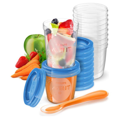 Philips Avent Pārtikas uzglabā&scaron;anas trauciņu komplekts ar karoti - SCF721/20