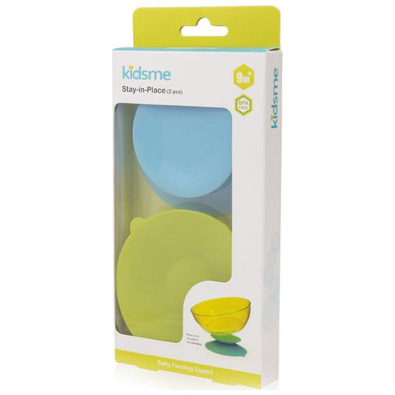 Kidsme Stay-in-Place paliktnis-turētājs ar piesūcekni bļodiņām, pudelītēm un krūzītēm 2 gab,Sky&Lime - 160494 LIS