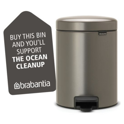 Brabantia atkritumu tvertne ar pedāli NewIcon, 5 l, Platinum - 112683