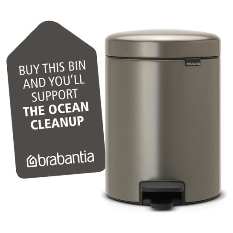 Brabantia atkritumu tvertne ar pedāli NewIcon, 5 l, Platinum - 112683