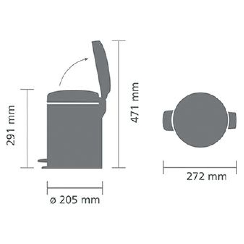 Brabantia atkritumu tvertne ar pedāli NewIcon, 5 l, Platinum - 112683