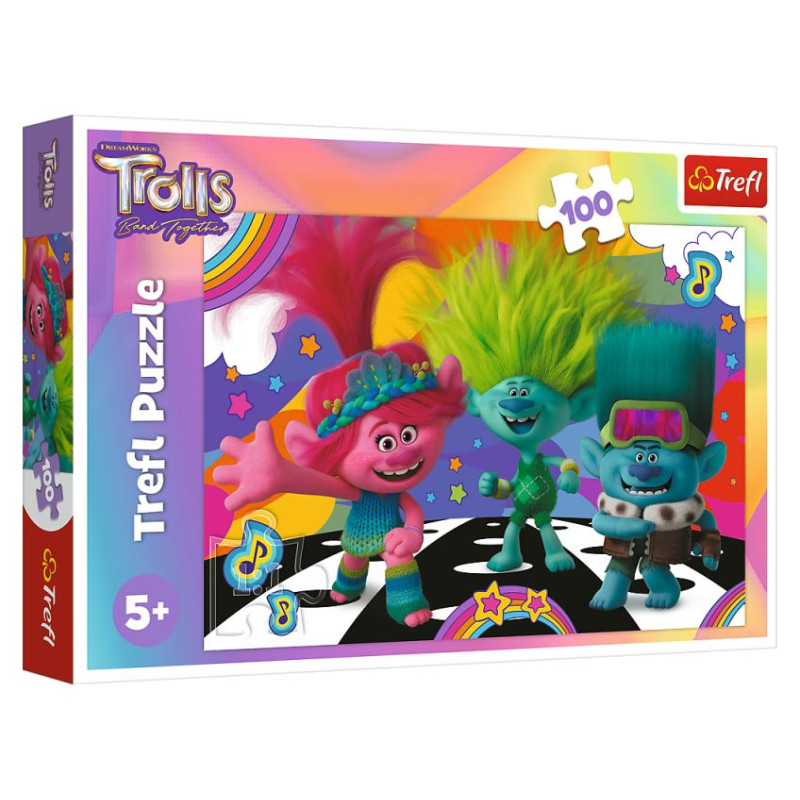 Trefl TROLLS Puzle Troļļi 3, 100 gab.
