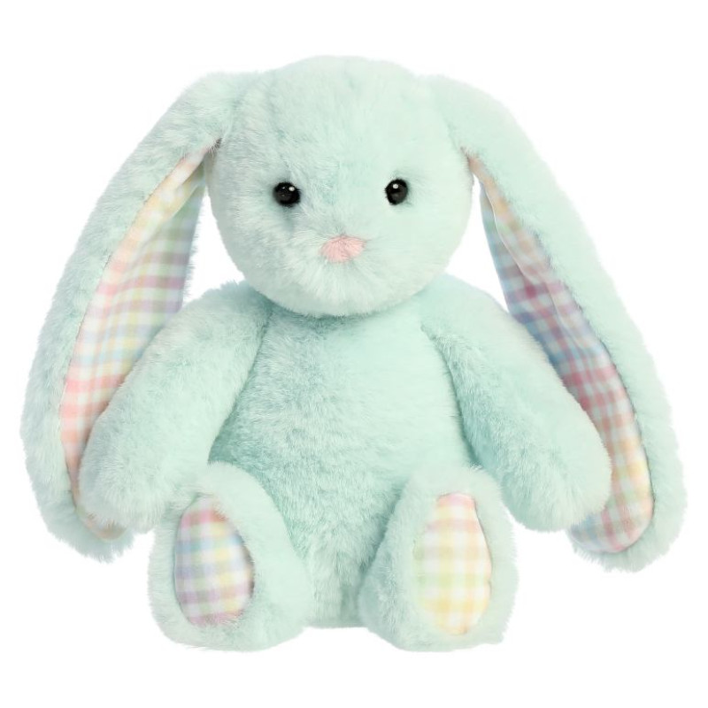 Aurora Plush AURORA Rainbow Gingham Bunnies Plī&scaron;a piparmētru zaļ&scaron;  trusis, 18 cm