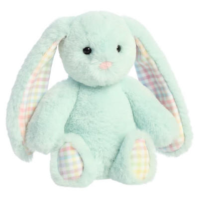 Aurora Plush AURORA Rainbow Gingham Bunnies Plī&scaron;a piparmētru zaļ&scaron;  trusis, 18 cm