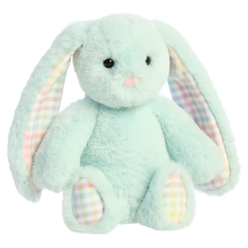 Aurora Plush AURORA Rainbow Gingham Bunnies Plī&scaron;a piparmētru zaļ&scaron;  trusis, 18 cm