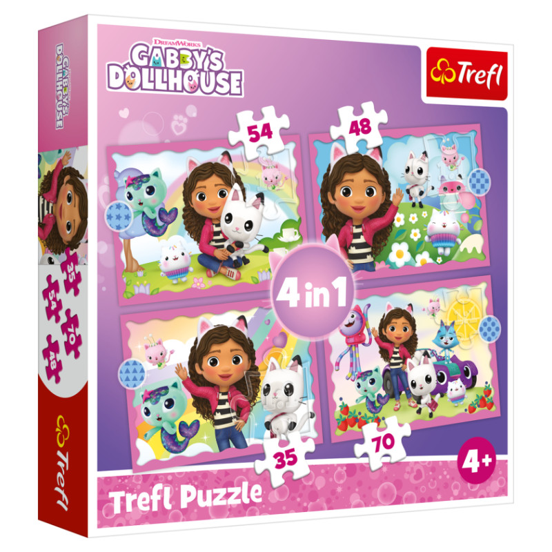 Trefl GABBY&acute;S DOLLHOUSE Pužļu komplekts 4 in1