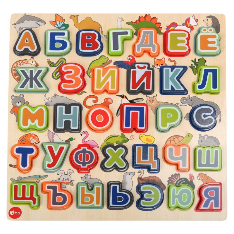 BO. Izglītojo&scaron;a puzle "Alfabēts un dzīvnieki" (Krievu valodā)