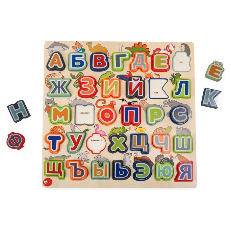 BO. Izglītojo&scaron;a puzle "Alfabēts un dzīvnieki" (Krievu valodā)