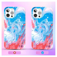 Kingxbar Watercolor Series color case for iPhone 12 Pro Max Blue-pink