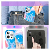 Kingxbar Watercolor Series color case for iPhone 12 Pro Max Blue-pink