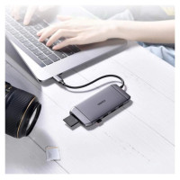Choetech 9in1 multifunctional USB Type C HUB - 3x USB 3.2 Gen 1 / SD and TF memory card reader / HDMI 4K 30Hz / VGA Full HD 60Hz / USB Type C / RJ45 gray (HUB-M15 gray)
