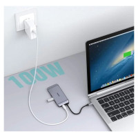 Choetech 9in1 multifunctional USB Type C HUB - 3x USB 3.2 Gen 1 / SD and TF memory card reader / HDMI 4K 30Hz / VGA Full HD 60Hz / USB Type C / RJ45 gray (HUB-M15 gray)
