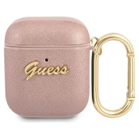 Guess GUA2SASMP AirPods cover pink/pink Saffiano Script Metal Collection