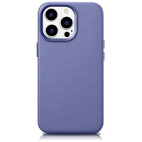 Icarer Case Leather Cover Genuine Leather Case for iPhone 14 Pro Max Light Purple (WMI14220708-LP) (MagSafe Compatible)