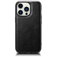 Icarer Leather Oil Wax case for iPhone 14 Pro Max leather case black (WMI14220720-BK)