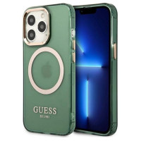 Guess GUHMP13LHTCMA iPhone 13 Pro / 13 6.1" green/khaki hard case Gold Outline Translucent MagSafe