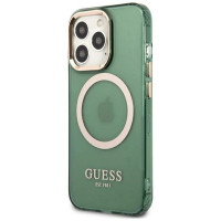 Guess GUHMP13LHTCMA iPhone 13 Pro / 13 6.1" green/khaki hard case Gold Outline Translucent MagSafe